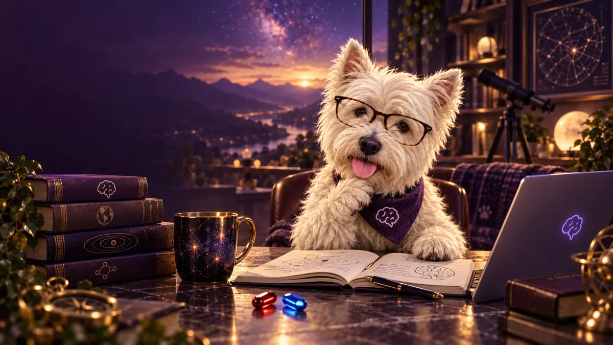 George the Westie in existing Grey Matters learning artwork.